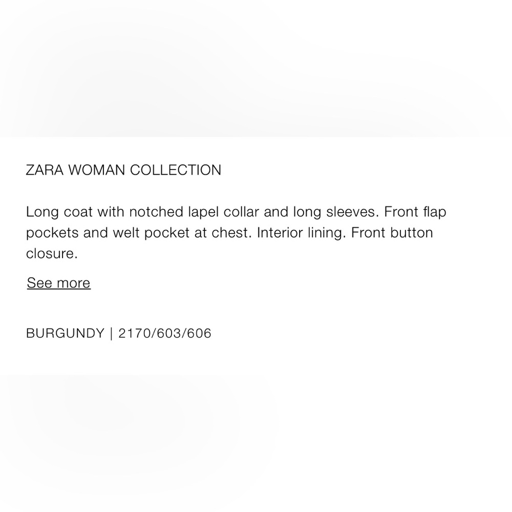 Zara Burgundy Long Coat Size Small - Picture 7 of 16